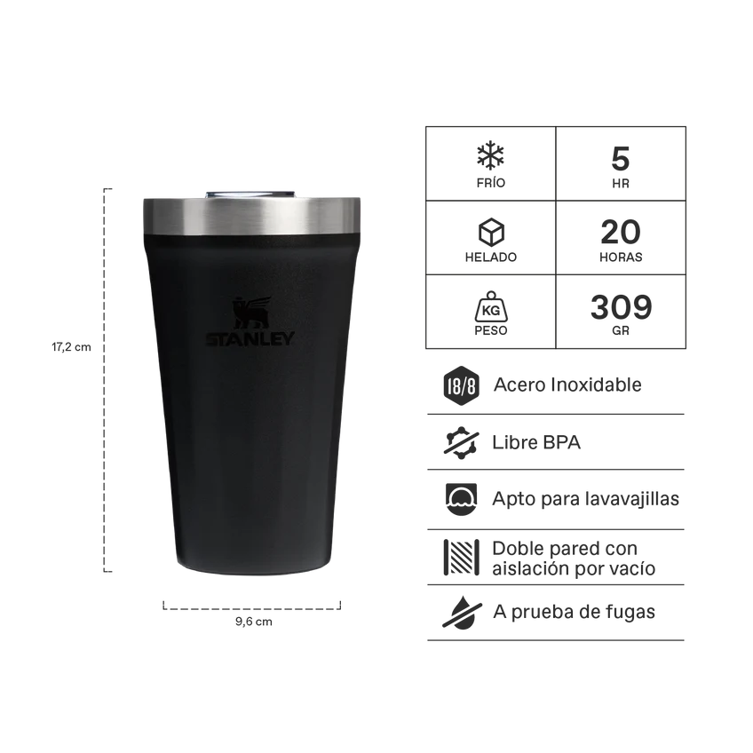 Vaso Stanley Everyday Textured Pint 473 ml Black 2.0 - especificaciones