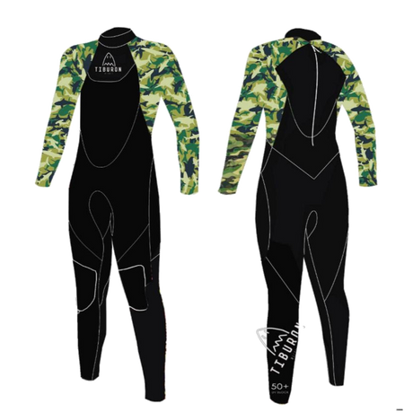 Traje De Surf Niños Militar Verde Tiburón