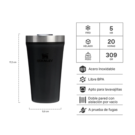 Vaso Stanley Everyday Textured Pint 473 ml Black 2.0 - especificaciones