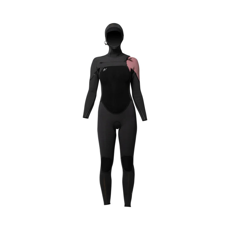 Traje De Surf Buell RB2 4/3 Hooded Negro-Rosa Mujer